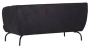 Rückansicht eines schwarzen 2-Sitzer Sofas mit Metallbeinen.