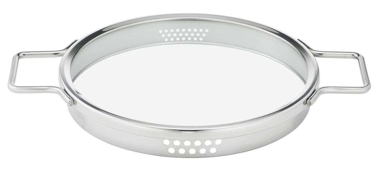 Edelstahl-Siebdeckel mit Griffen, Draufsicht