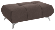 Braune Hockerbank mit gepolstertem Stoffbezug und modernen Metallbeinen, seitliche Perspektive