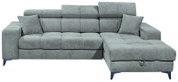 Graues Ecksofa mit zwei Kissen, Vorderansicht