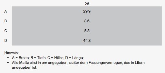 Grillpfanne 26cm Schwarz, Draufsicht, Maße: Breite 29.9 cm, Tiefe 3.6 cm, Höhe 5.3 cm, Länge 44.3 cm
