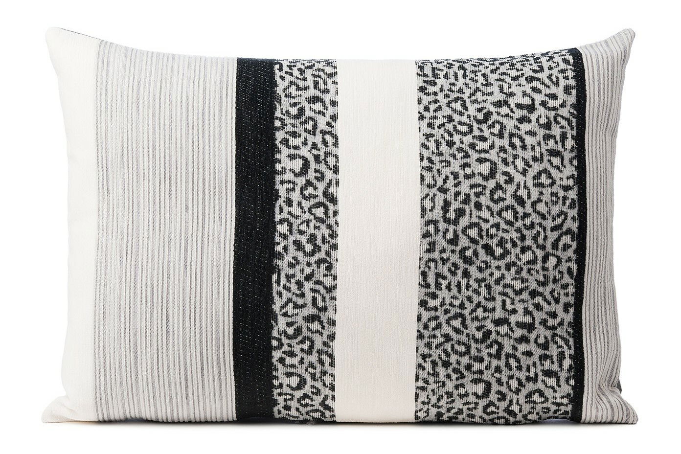 Kissenhülle 40x60cm mit Streifen- und Leopardenmuster, Vorderansicht