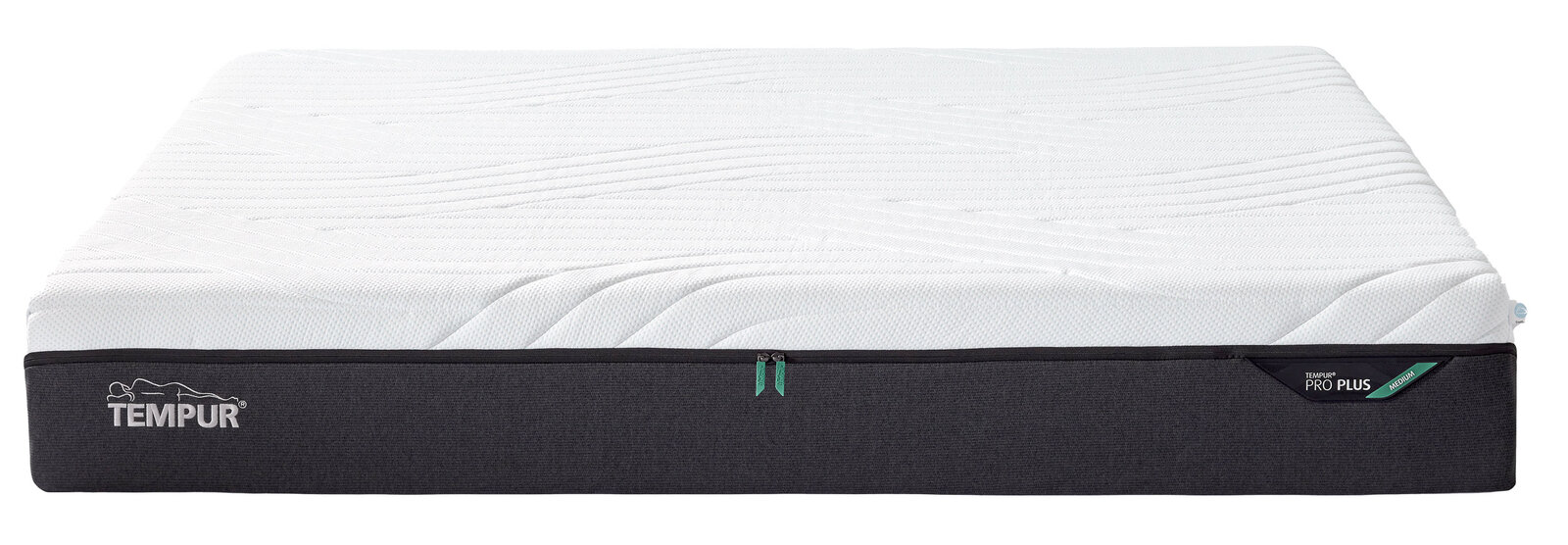 Viscomatratze 160x200 medium von vorne, mit weißer Oberseite und schwarzem Rand, Markenlogo sichtbar.