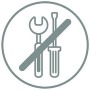 Symbol für werkzeuglose Installation eines Wasserreglers, frontal betrachtet