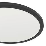 Runde LED-Deckenleuchte ROVITO-Z in schwarzem Rahmen, seitliche Perspektive