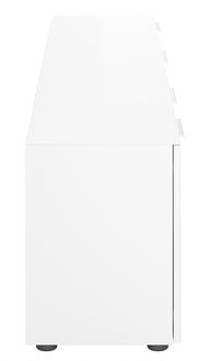 Seitenansicht eines weißen XL-TV-Lowboards mit schlichten Linien und minimalistischem Design.