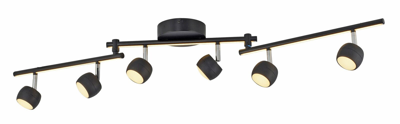 Just Light Deckenleuchte JARIK Moderne schwarze Deckenleuchte mit sechs verstellbaren Strahlern, seitliche Perspektive