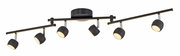 Moderne schwarze Deckenleuchte mit sechs verstellbaren Strahlern, seitliche Perspektive