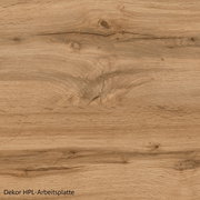 Holzdekor HPL-Arbeitsplatte in natürlicher Eichenoptik, Draufsicht