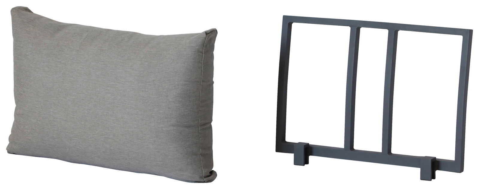 Amatio Rückenlehne mit Kissen GALICIA Graues Kissen und schwarze Rückenlehne, seitliche Perspektive