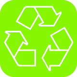 Recycling-Symbol auf grünem Hintergrund, Draufsicht