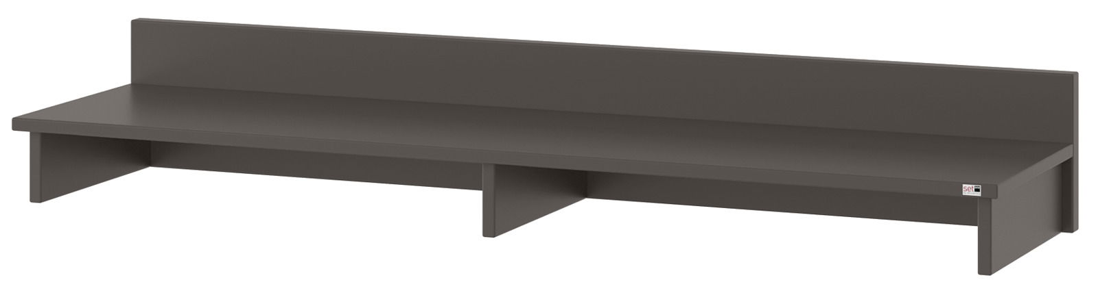 TV-Aufsatz in dunklem Holzdesign, seitliche Perspektive