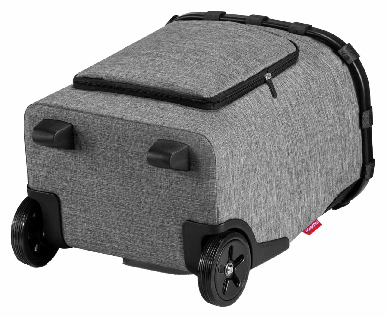 Grauer Carrycruiser Plus mit zwei Rädern und Reißverschluss, seitliche Perspektive