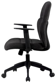 Schwarzer Drehstuhl mit Armlehnen, seitliche Ansicht