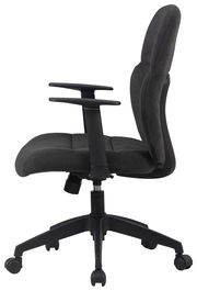 Schwarzer Drehstuhl mit Armlehnen, seitliche Ansicht