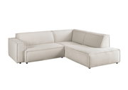 Eckkombination Sofa in hellem Stoff, Ansicht von vorne links