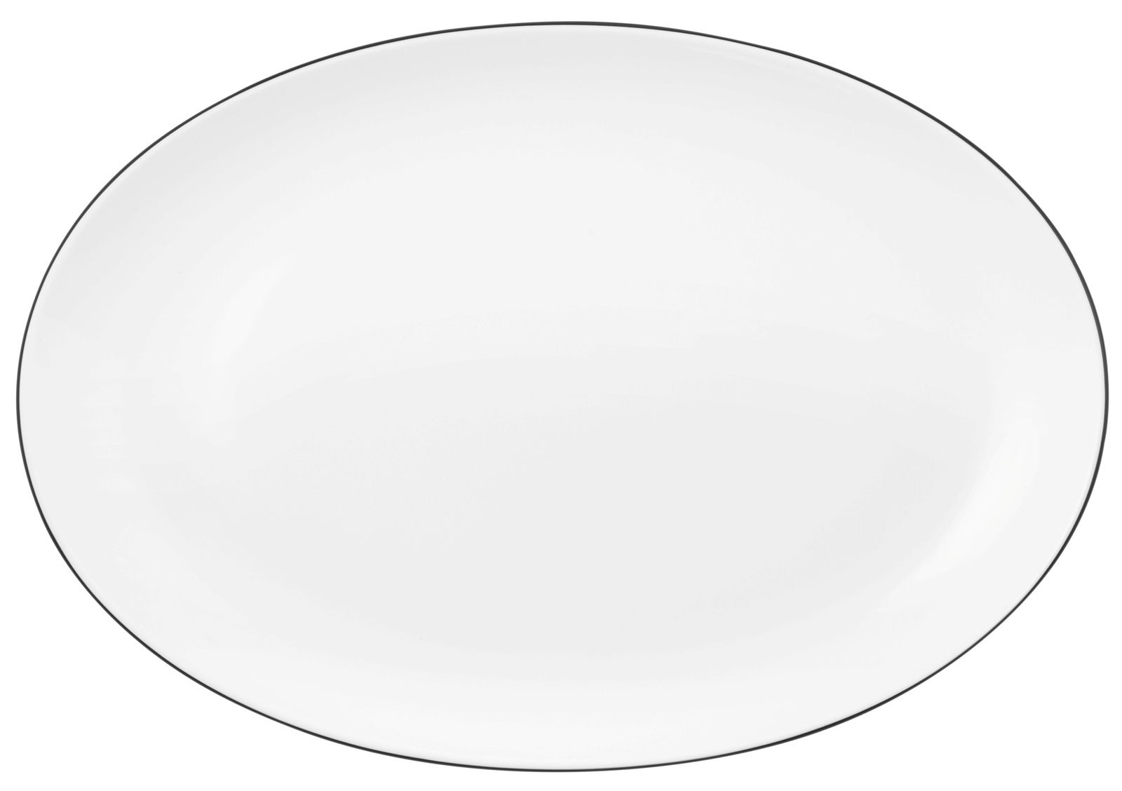 Seltmann Weiden Servierplatte oval 35x34 cm LIDO Ovale Servierplatte, weiß mit schwarzem Rand, Draufsicht