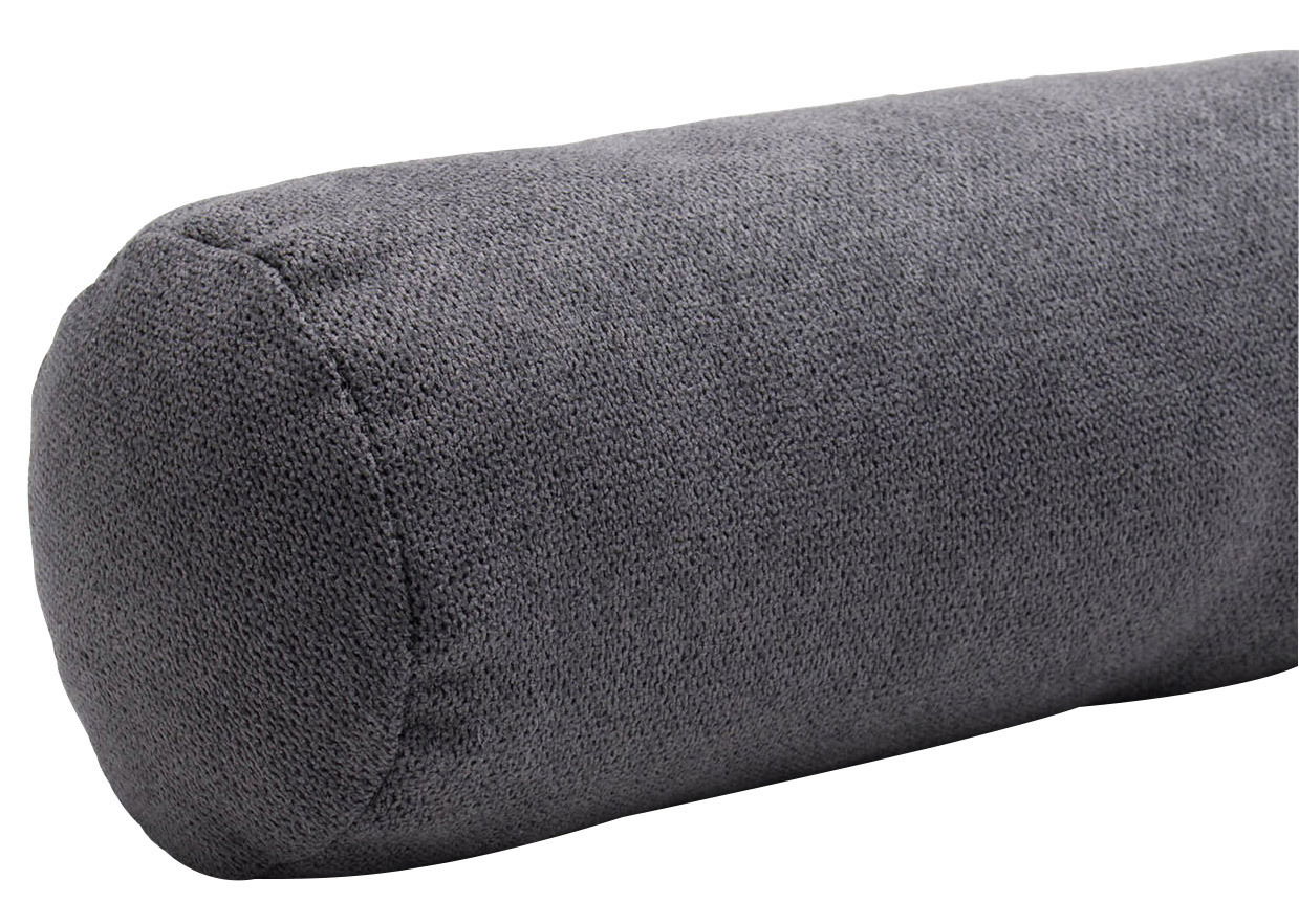 Graue Zugluftrolle aus 100% Polyester, seitliche Perspektive