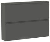 Moderner, grauer Hängeschuhschrank mit zwei Klappen, seitliche Perspektive