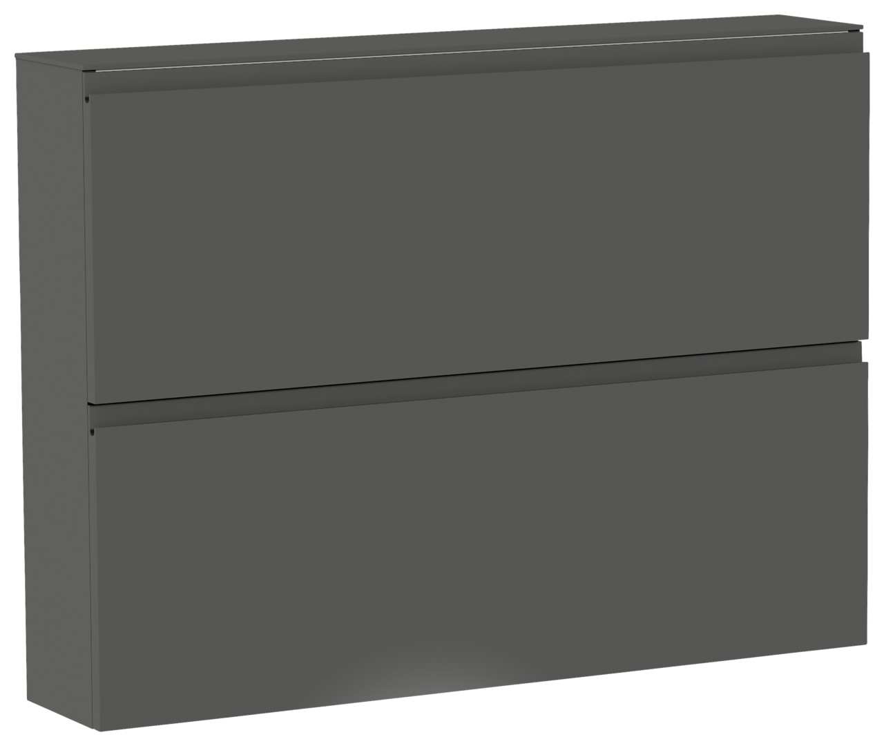 Moderano Hängeschuhschrank LECCO Moderner, grauer Hängeschuhschrank mit zwei Klappen, seitliche Perspektive