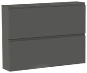 Moderner, grauer Hängeschuhschrank mit zwei Klappen, seitliche Perspektive
