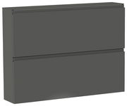 Moderner, grauer Hängeschuhschrank mit zwei Klappen, seitliche Perspektive