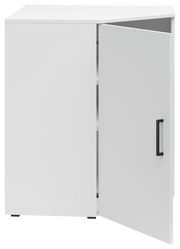 Weiße Eckkommode mit geöffneter Tür, Frontansicht