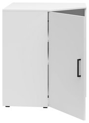 Weiße Eckkommode mit geöffneter Tür, Frontansicht