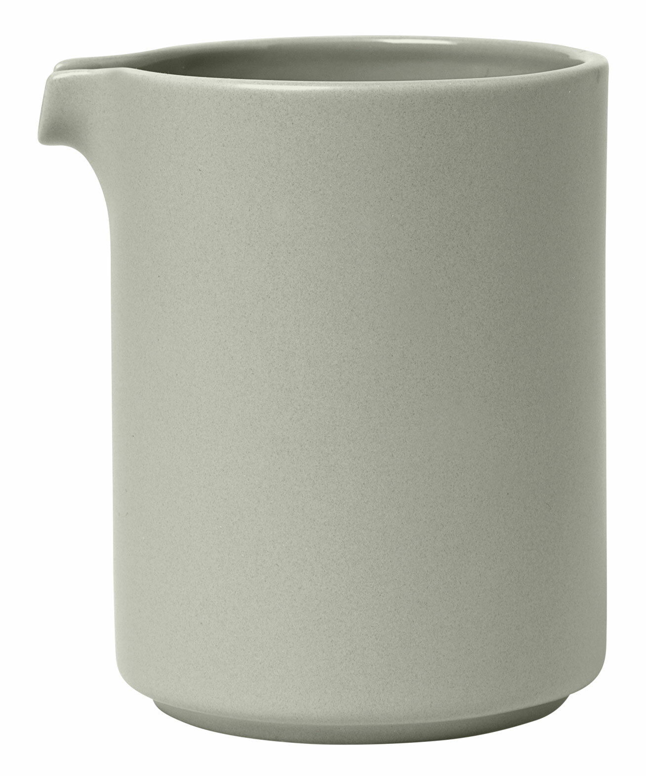 Milchkännchen in sanftem Grün, seitliche Perspektive