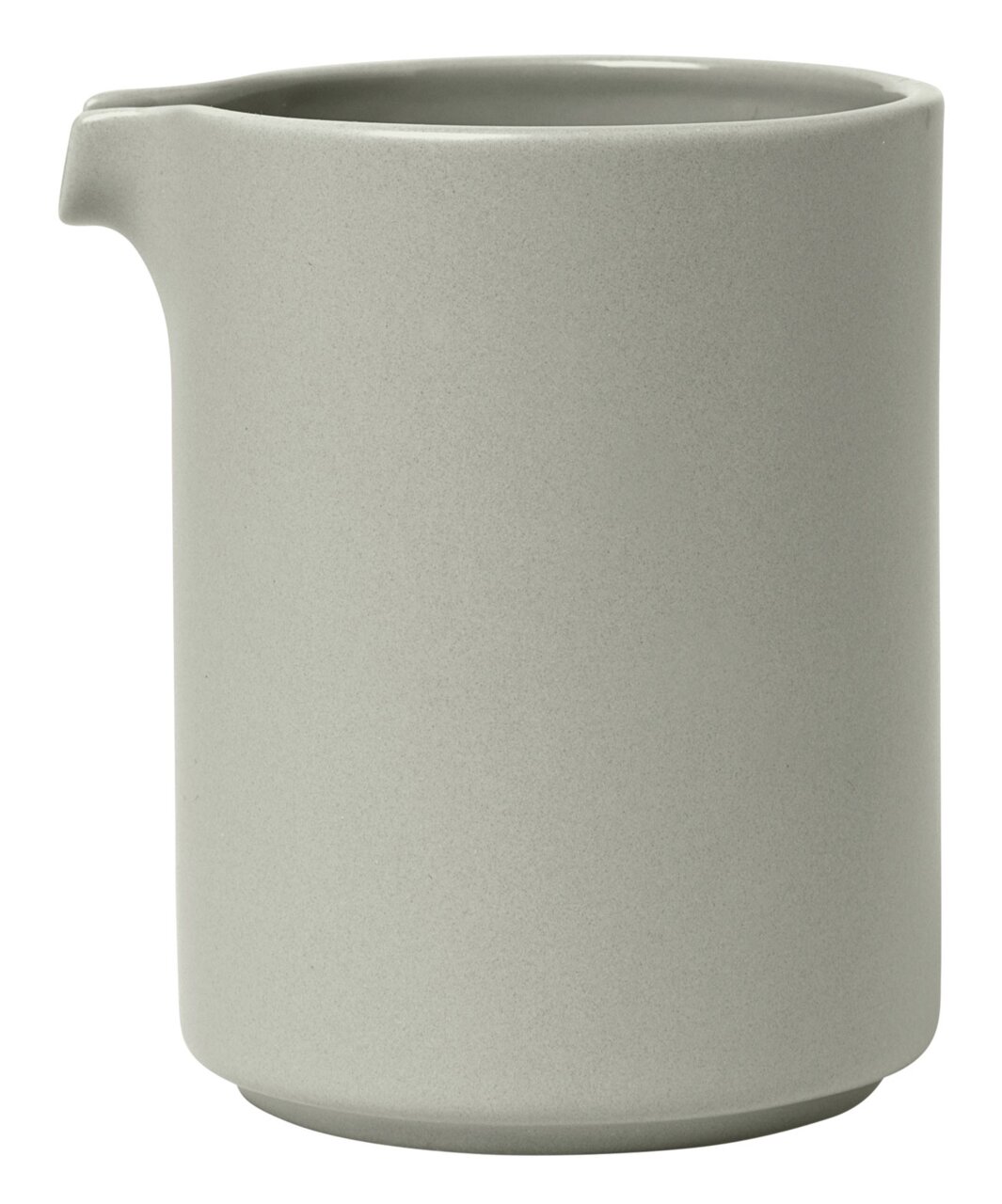 Milchkännchen in sanftem Grün, seitliche Perspektive