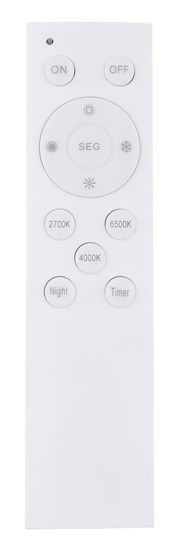 Fernbedienung für Deckenleuchte DORO, Vorderansicht mit verschiedenen Tasten für Lichtsteuerung und Farbtemperatur.