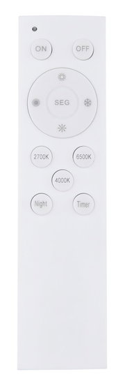 Fernbedienung für Deckenleuchte DORO, Vorderansicht mit verschiedenen Tasten für Lichtsteuerung und Farbtemperatur.