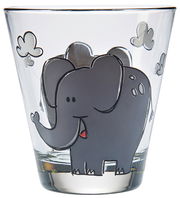 Kindertrinkglas mit Elefantenmotiv und Wolken, Vorderansicht