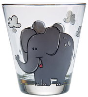 Kindertrinkglas mit Elefantenmotiv und Wolken, Vorderansicht