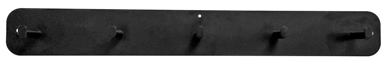 Carryhome Hakenleiste TIM Schwarze Hakenleiste mit fünf Haken, frontal abgebildet.