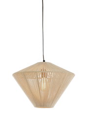 Hängeleuchte mit konischem Design aus geflochtenem Material, seitliche Perspektive