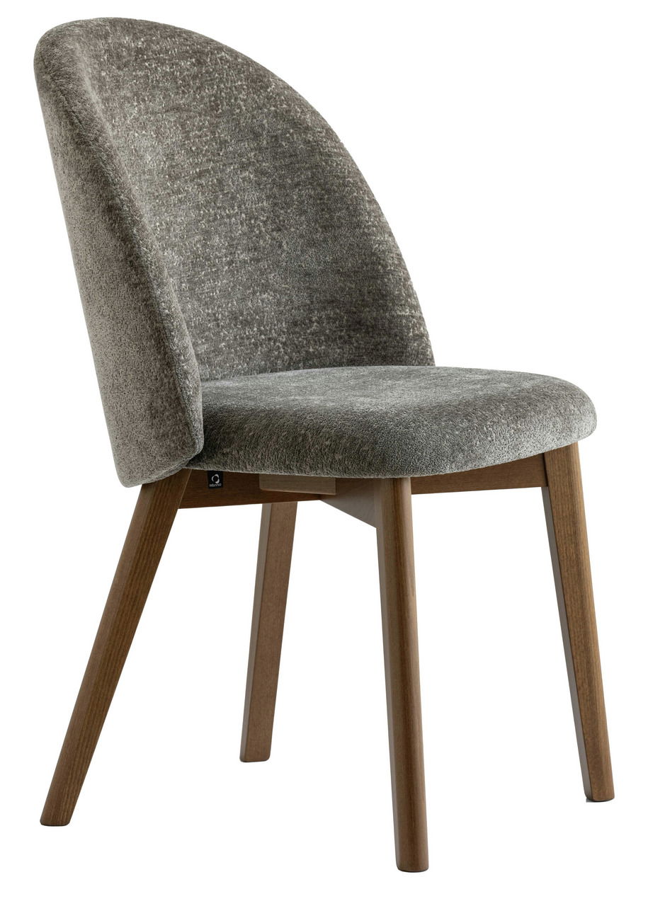 Connubia Stuhl TUKA MID Moderner Stuhl mit grauem Stoffbezug und Holzbeinen, seitliche Perspektive