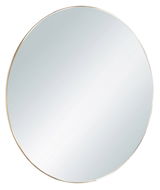 Runder Spiegel mit einem Durchmesser von ca. 50 cm, goldener Rahmen, frontal abgebildet.