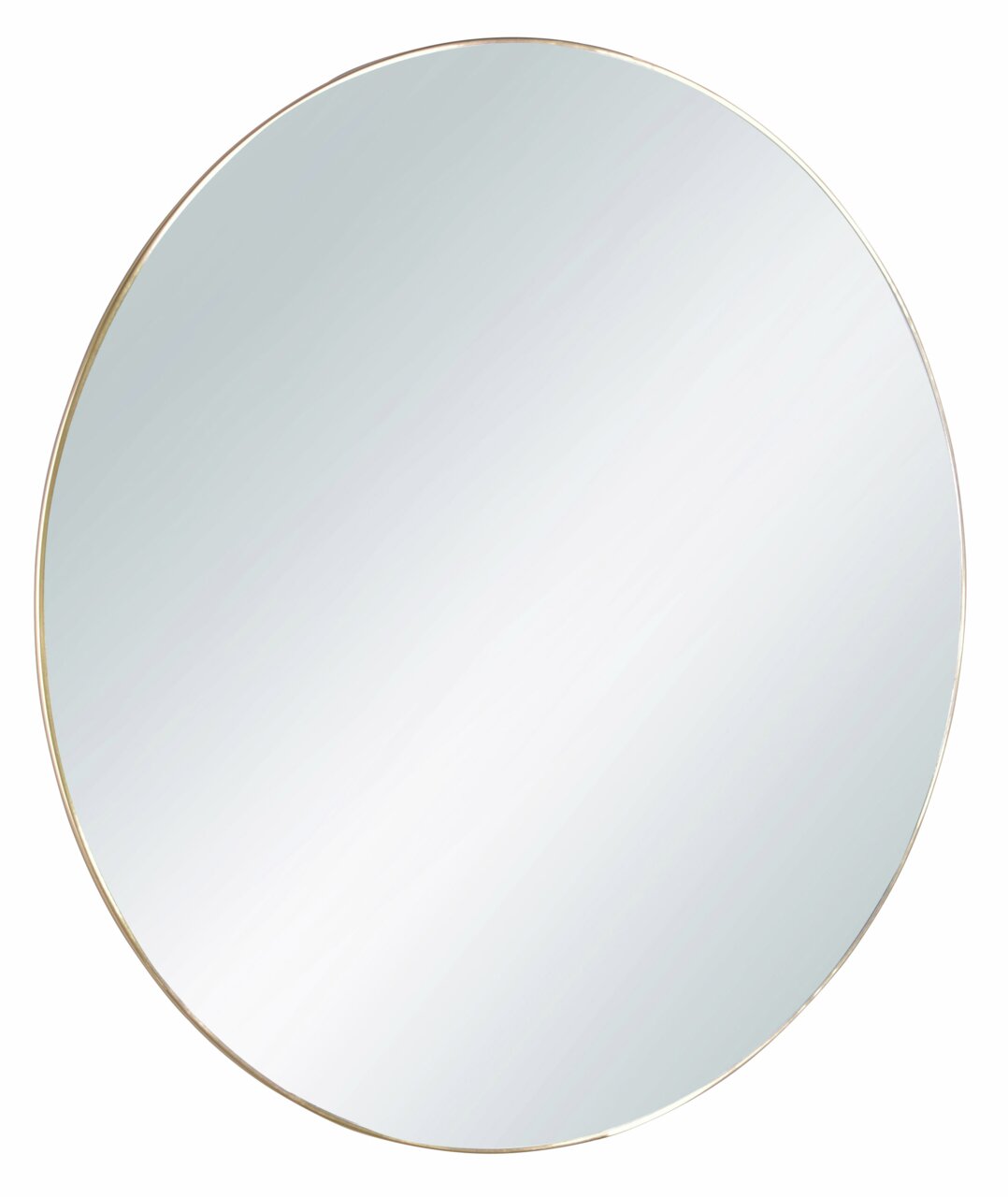 Runder Spiegel mit einem Durchmesser von ca. 50 cm, goldener Rahmen, frontal abgebildet.