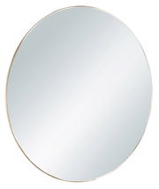 Runder Spiegel mit einem Durchmesser von ca. 50 cm, goldener Rahmen, frontal abgebildet.