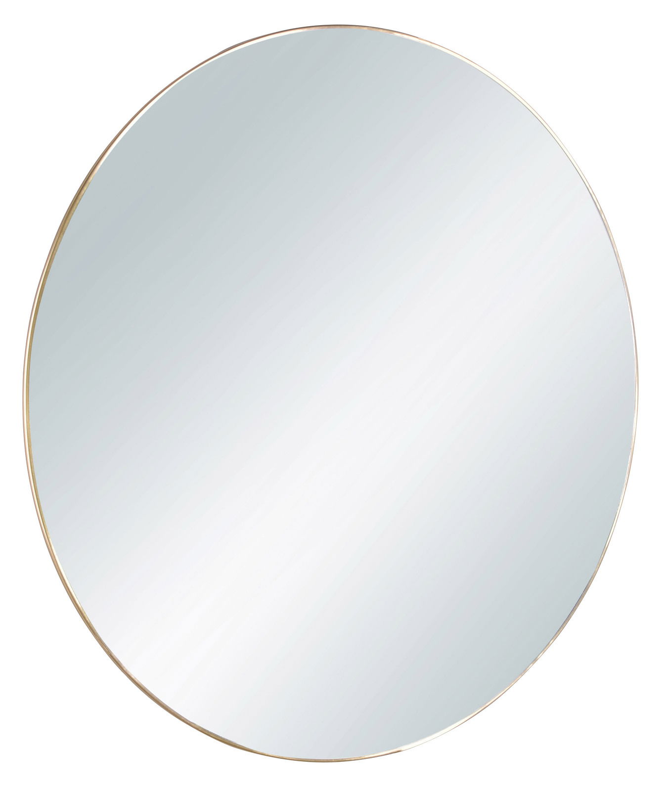 Runder Spiegel mit einem Durchmesser von ca. 50 cm, goldener Rahmen, frontal abgebildet.