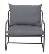 Grauer Loungesessel mit Metallrahmen, Vorderansicht