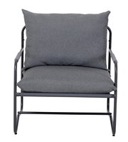 Grauer Loungesessel mit Metallrahmen, Vorderansicht