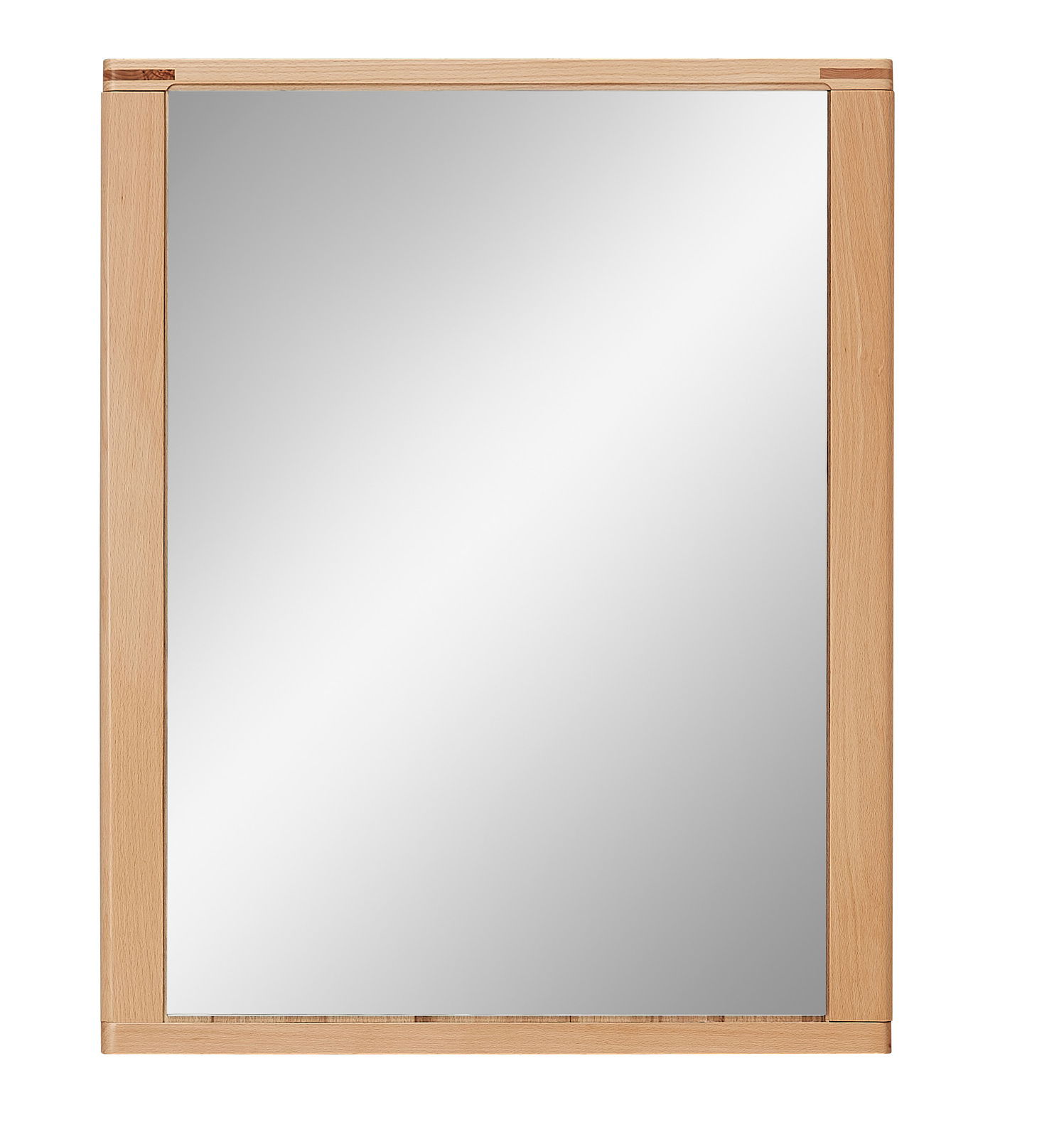 Rechteckiger Spiegel mit Holzrahmen, Frontalansicht