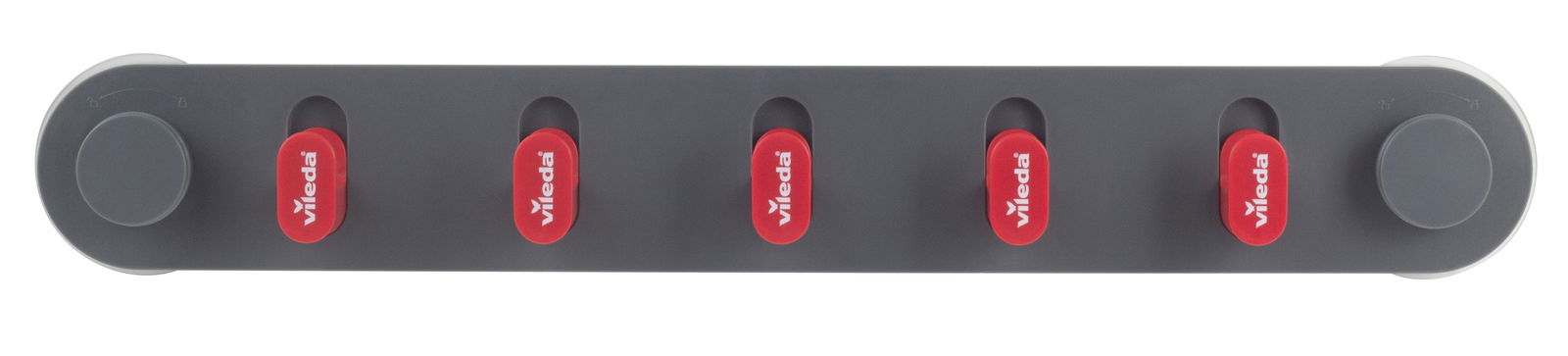 Vileda Klebeleiste mit 5 Haken Klebeleiste mit 5 roten Haken, frontal abgebildet