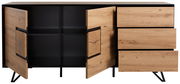 Modernes Sideboard aus Holz mit offenen Türen und Schubladen, Vorderansicht