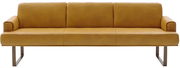 Gelbes Ledersofa mit Metallbeinen, Frontalansicht