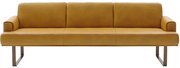 Gelbes Ledersofa mit Metallbeinen, Frontalansicht
