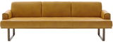 Gelbes Ledersofa mit Metallbeinen, Frontalansicht