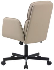 Bürodrehstuhl in Beige, Rückansicht, mit schwarzem Fußkreuz und Rollen
